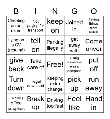 U10 A2 BINGO Card