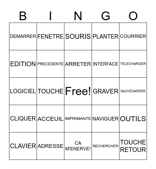 Fr. 2 - Ch. 4 - Voc. 2 Bingo Card