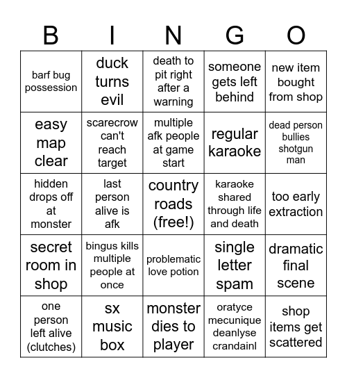beans repo potato bingo Card