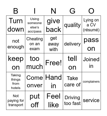U10 A2 BINGO Card