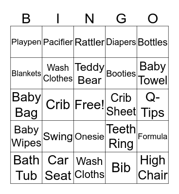 Baby Bingo Card