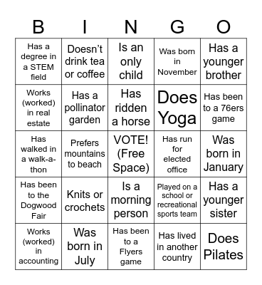 FIND SOMEONE WHO... (try to not use same person more than twice.) Bingo Card