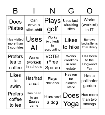 FIND SOMEONE WHO... (try to not use same person more than twice.) Bingo Card