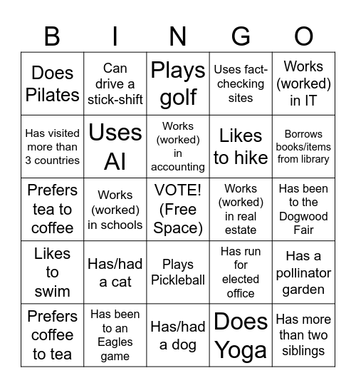 FIND SOMEONE WHO... (try to not use same person more than twice.) Bingo Card