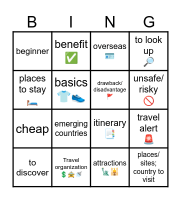Synonym BINGO Card