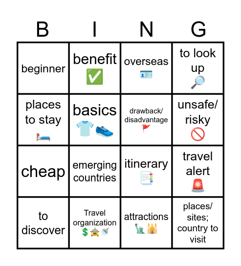Synonym BINGO Card