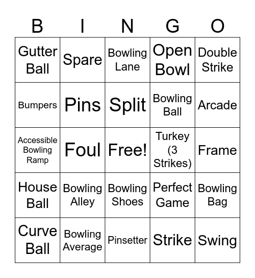 Bowling Bingo Card