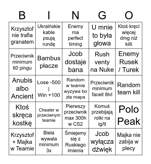 Bingo CSA Bingo Card