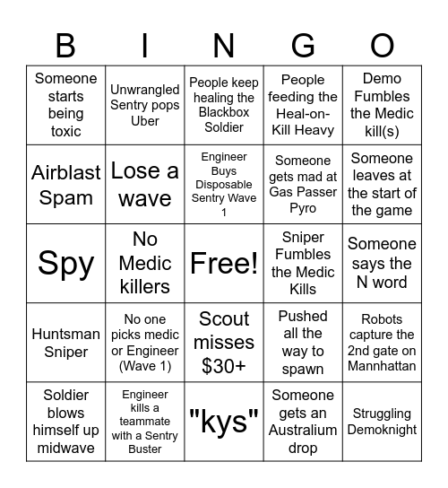 Monday Machinery #1 Bingo Card