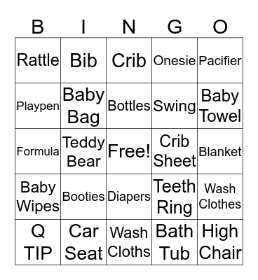 Baby Bingo Card