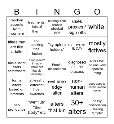 SYSTEM TIME Bingo Card