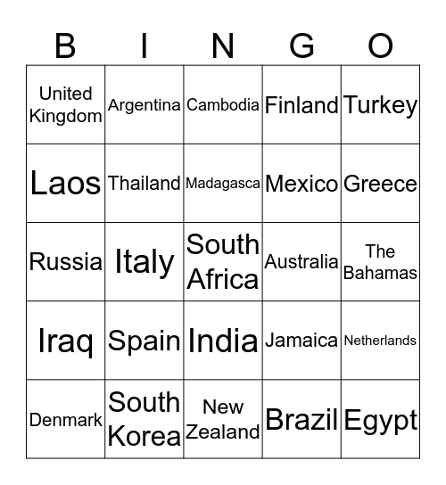 WORLD TRAVEL Bingo Card