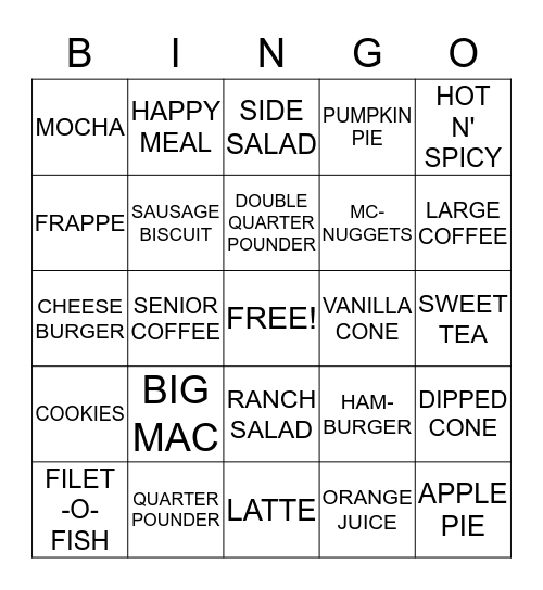 McBingo Card