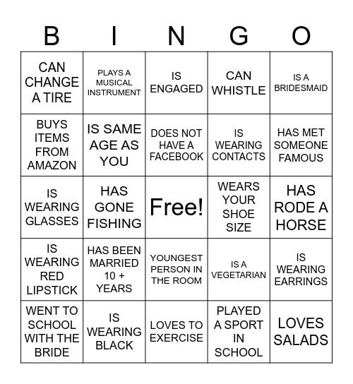 Find the Guest Bingo Card