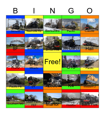Excursion Steam Locomotives that I would like to fix one day Bingo Card