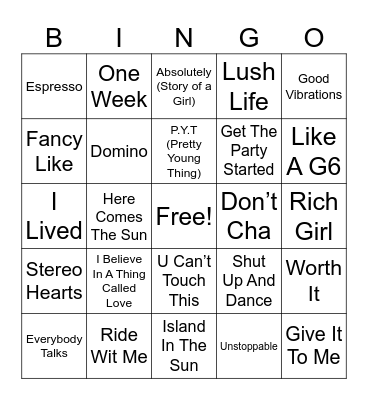 Good Time Vibes Bingo Card