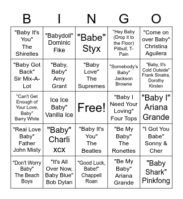 Ana's Baby Shower Music Bingo! Bingo Card