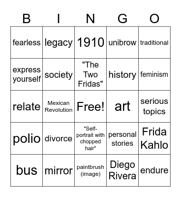Frida Kahlo Bingo Card