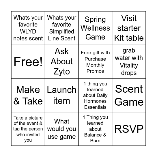 Spring Launch Bingo Card