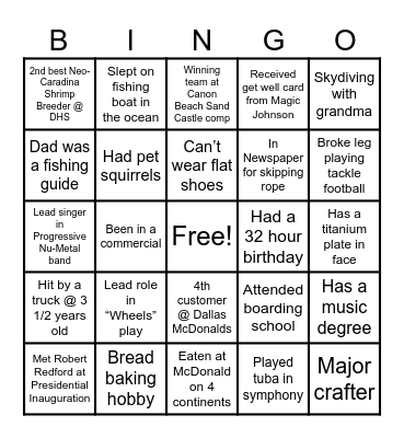 Staff Bingo Card