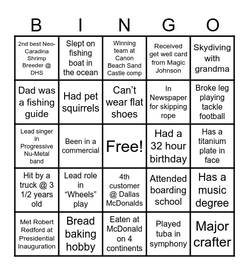 Staff Bingo Card