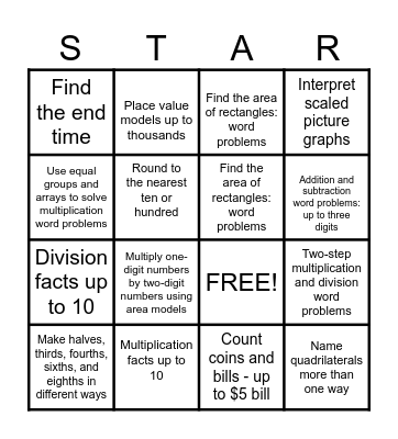 IXL STAAR Review Bingo Card
