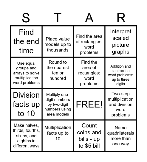 IXL STAAR Review Bingo Card