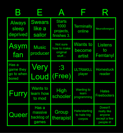 Bea-ngo! Bingo Card