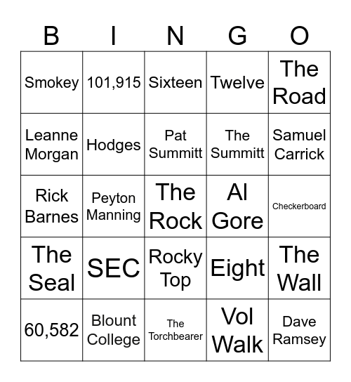 All Things UT #1 Bingo Card