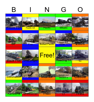 Steam Locomotives that I would like to be operational once more one day Bingo Card
