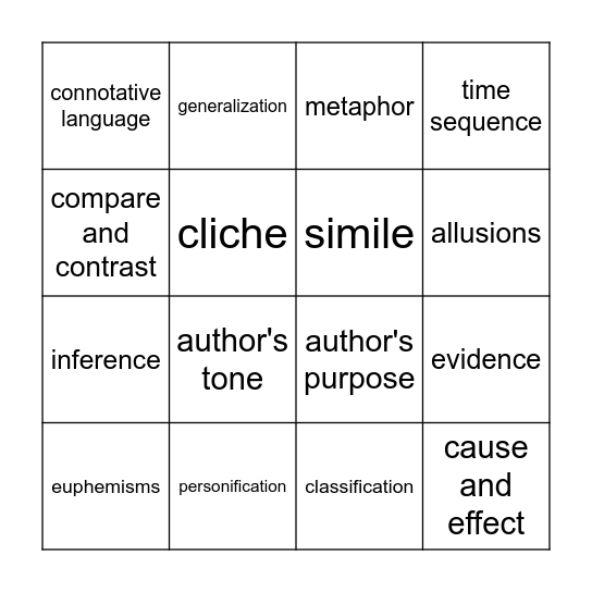 Reading Essentials Bingo Card