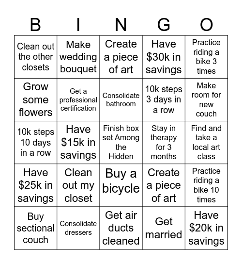 Molly's 2026 Goals Bingo Card
