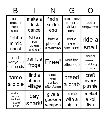 froge pond smp bingo! Bingo Card