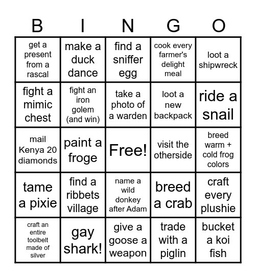 froge pond smp bingo! Bingo Card
