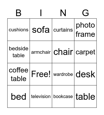 My house Bingo Card