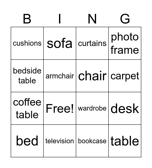My house Bingo Card