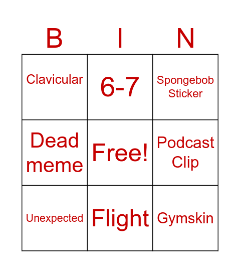 Tiktok Bingo Card