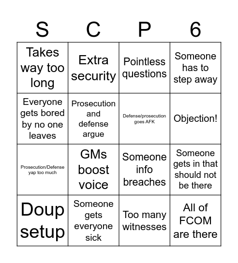 Tribunal 2 Bingo Card
