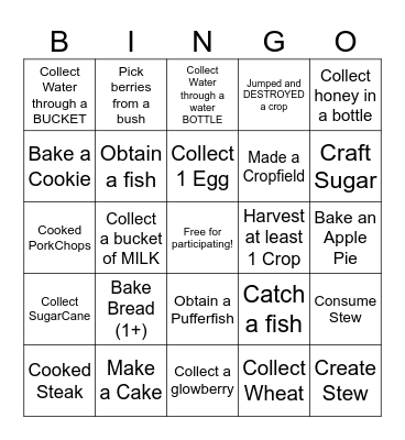 Merci3xo FOOD BINGO Card