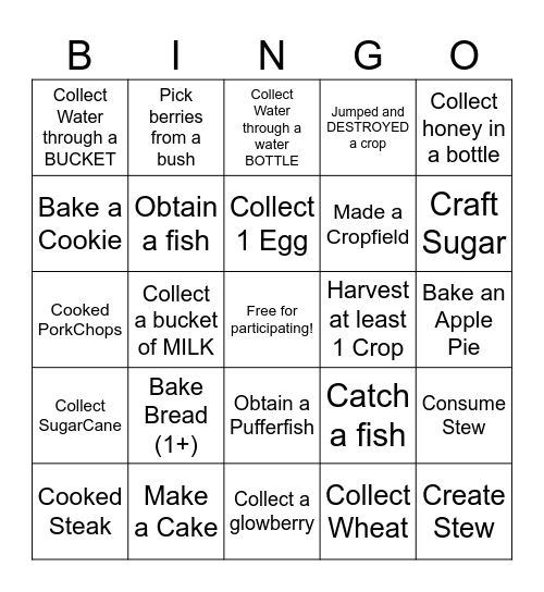 Merci3xo FOOD BINGO Card