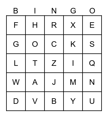 Phonics Bingo Card