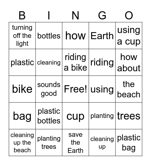 How About Planting Trees Bingo Card