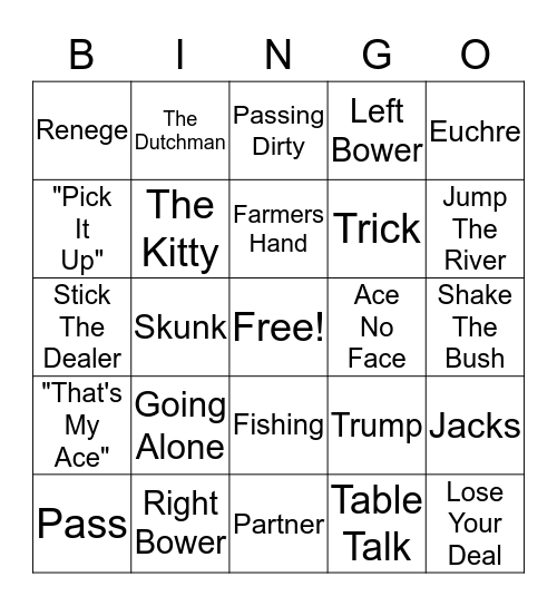 EUCHRE BINGO! Bingo Card