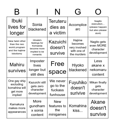 2x2 predictions Bingo Card