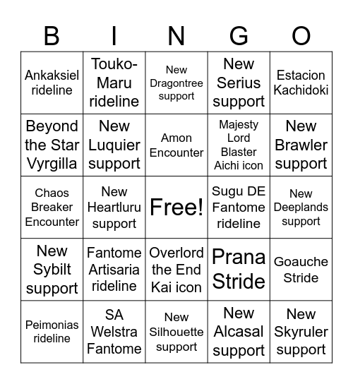 DivineZ set 15 prediction Bingo Card