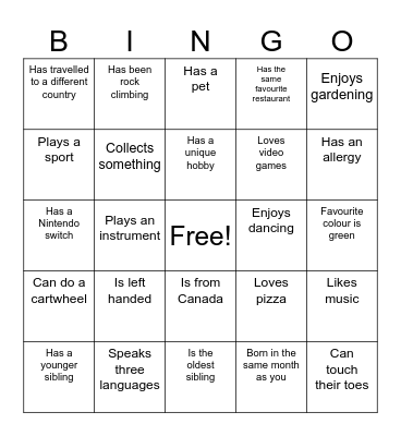 Friends Bingo Card