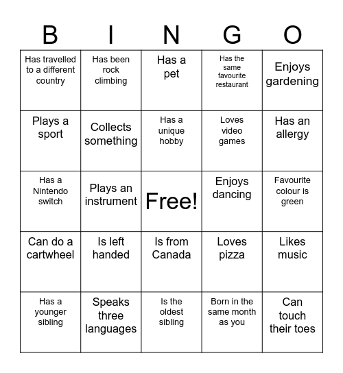 Friends Bingo Card