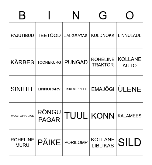 KEVADE BINGO Card