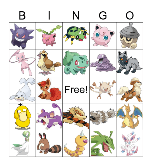 Pokemon Bingo Card
