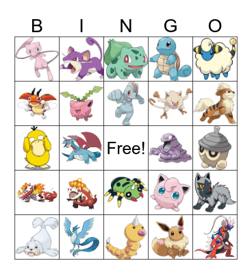 Pokemon Bingo Card